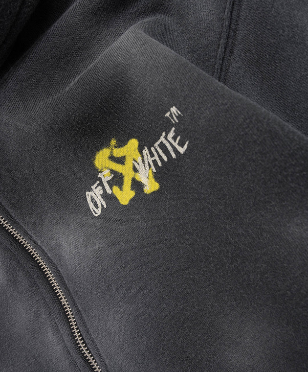 Off-White Дитяча сіра спортивна куртка з принтом емблеми Arrow Spray 44BBE001S26F004 зображення 3