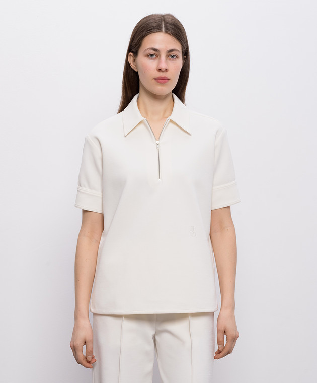 Jil Sander Поло кольору айворі з вишивкою монограми J02GL0113J20018 зображення 3