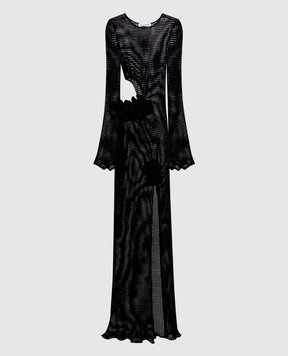 Mach&Mach Черное платье макси с апикацией CD521CR01