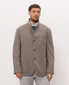 Brunello Cucinelli Пиджак цвета хаки из кашемира MT4016265