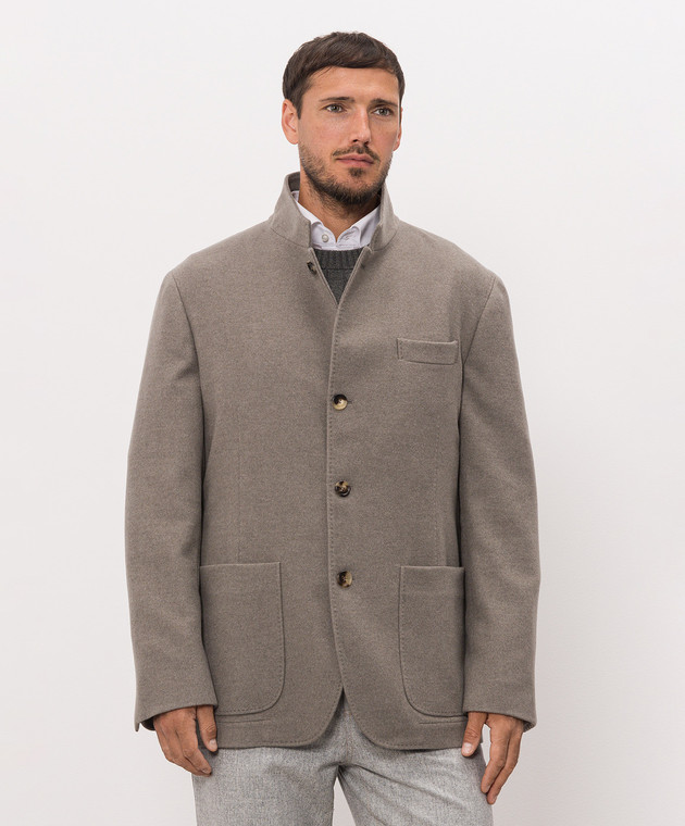 Brunello Cucinelli Пиджак цвета хаки из кашемира MT4016265 изображение 3