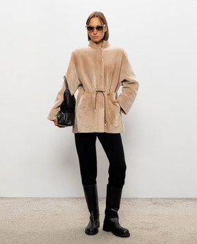 Babe Pay Pls Бежева двостороння дублянка з куліскою 2623MERINO