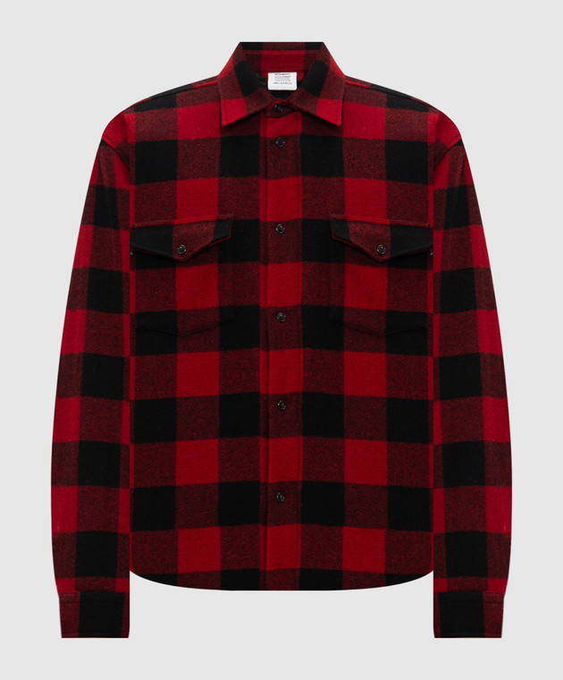 Vetements Красная куртка в стиле рубашки из шерсти в клетку MH27SH066RCm