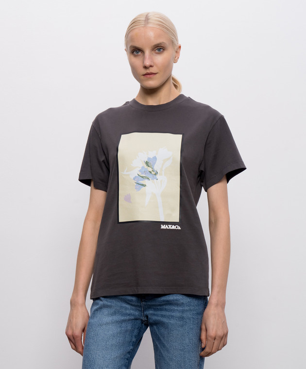 Max & Co Сіра футболка Gnuno з фактурним логотипом MCOOGNUNO зображення 3