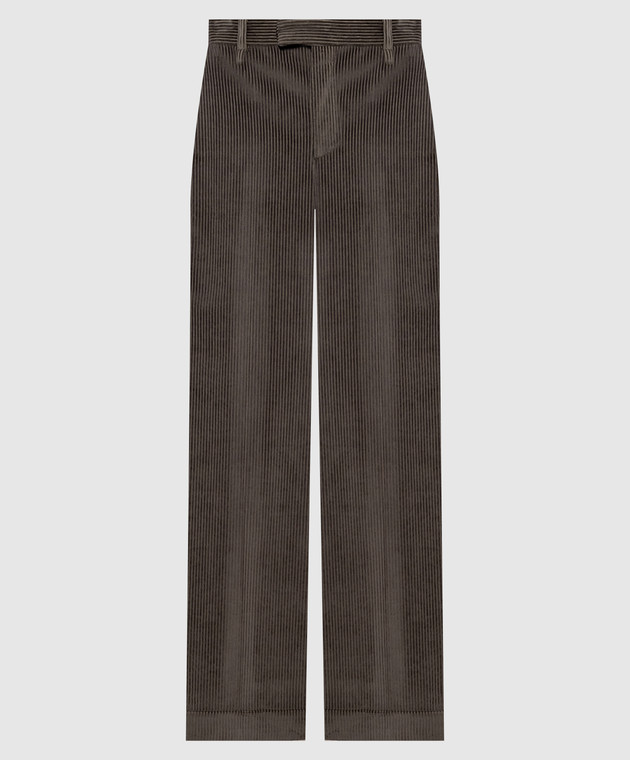 Brunello Cucinelli Зеленые вельветовые брюки с цепочкой мониль MA180P8492