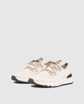 Brunello Cucinelli Бежеві кросівки з фактурним логотипом MZUKISO250