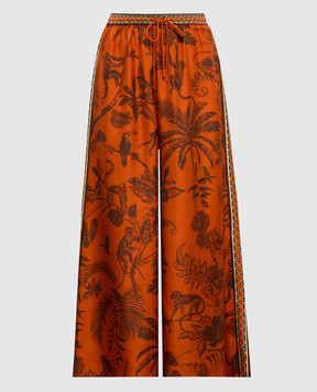 Alemais Оранжевые палаццо Monkey Dance из шелка 6885P