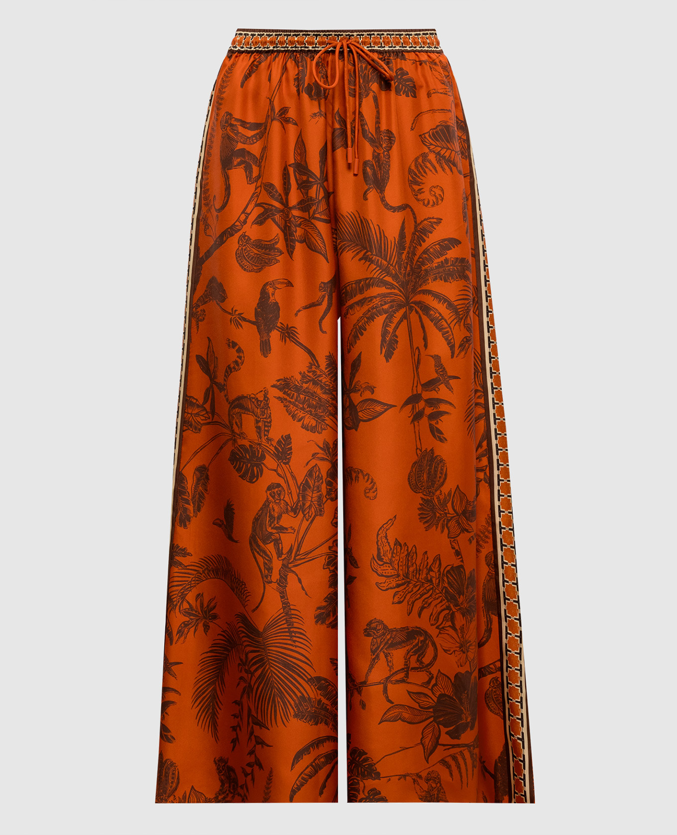 

Оранжевые палаццо Monkey Dance из шелка, Оранжевый, Широкие брюки
