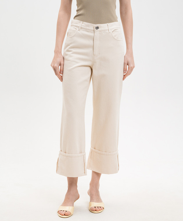 Max Mara Weekend Бежевые джинсы GESTO с отворотами WKDGESTO изображение 3