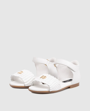 Dolce&Gabbana Дитячі білі шкіряні босоніжки з монограмою логотипа D20113A1850