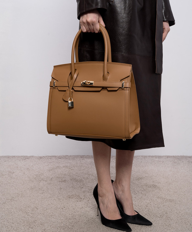 Gianni Notaro Коричневая кожаная сумка-сетчел 253RUGAORO изображение 2