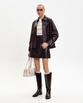 Max Mara Weekend Бордова шкіряна куртка в стилі сорочки WKDSCATOLA