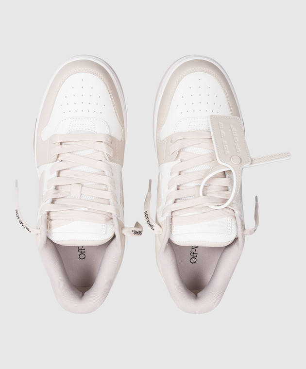 Off-White Бежеві шкіряні кросівки Out Of Office W259C9L006 зображення 4