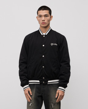 Off-White Чорний бомбер з логотипом 44MEH05FC9F001