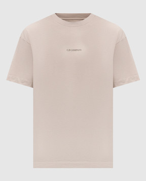C.P. Company Бежева футболка з монограмою MTS087A005100W