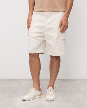 Brunello Cucinelli Шорты-карго цвета авори с льном MP544U0075