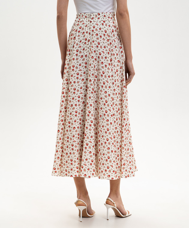 Dolce&Gabbana Біла спідниця міді із шовку в принт F4DBGTFSA79 зображення 4