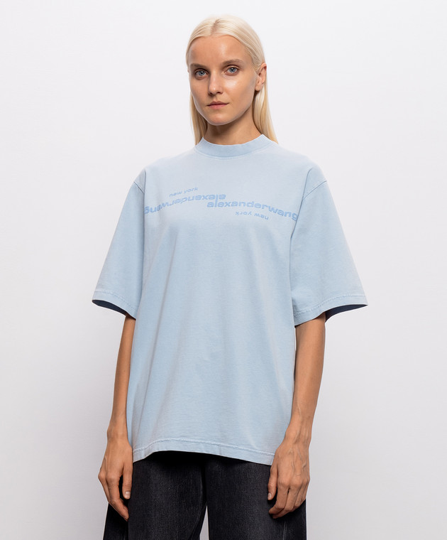 Alexander Wang Блакитна футболка з принтом логотипа UCC3261926w зображення 3