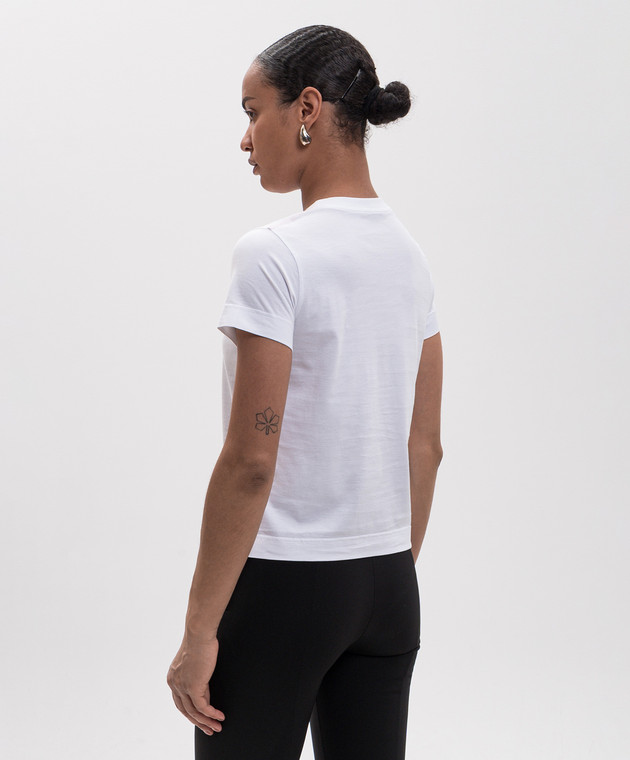 Givenchy Белая футболка с вышивкой логотипа BW70FJ3YV1 изображение 4