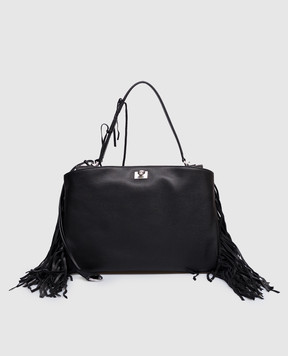 Balenciaga Чорна шкіряна сумка Rodeo з бахромою 7897722AB9O