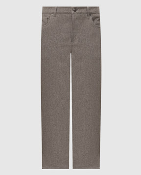 Brunello Cucinelli Серые брюки из шерсти с вышивкой эмблемы M038PF1012