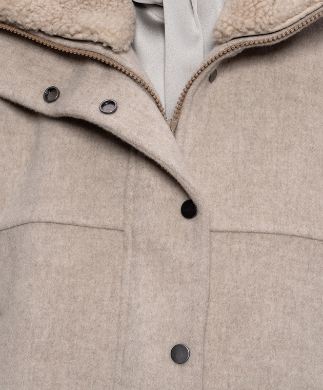 Brunello Cucinelli Бежевая куртка из шерсти и кашемира с мехом MD5327555 изображение 5