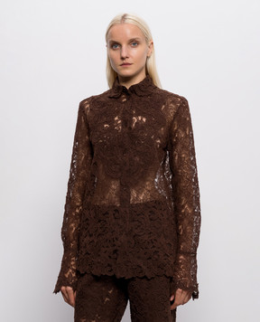 Ermanno Scervino Коричневая блуза из кружева D492K389APEXQ