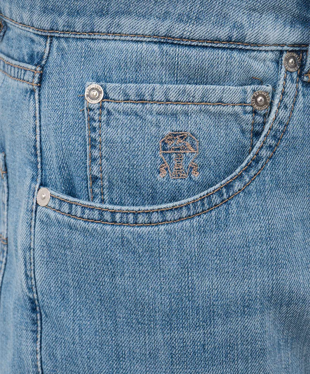 Brunello Cucinelli Блакитні джинси з патчем логотипа M0Z37X1290 зображення 5