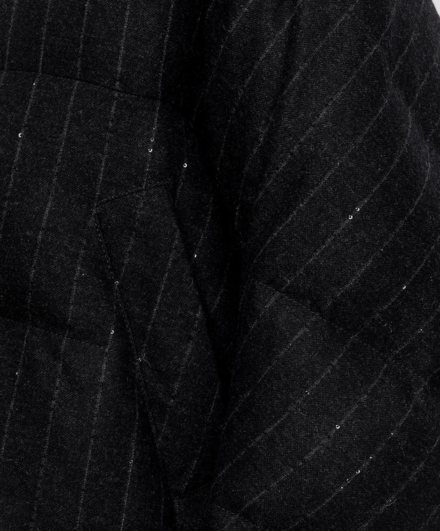 Brunello Cucinelli Серая пуховая куртка с шерстью в полоску MG5767484 изображение 5