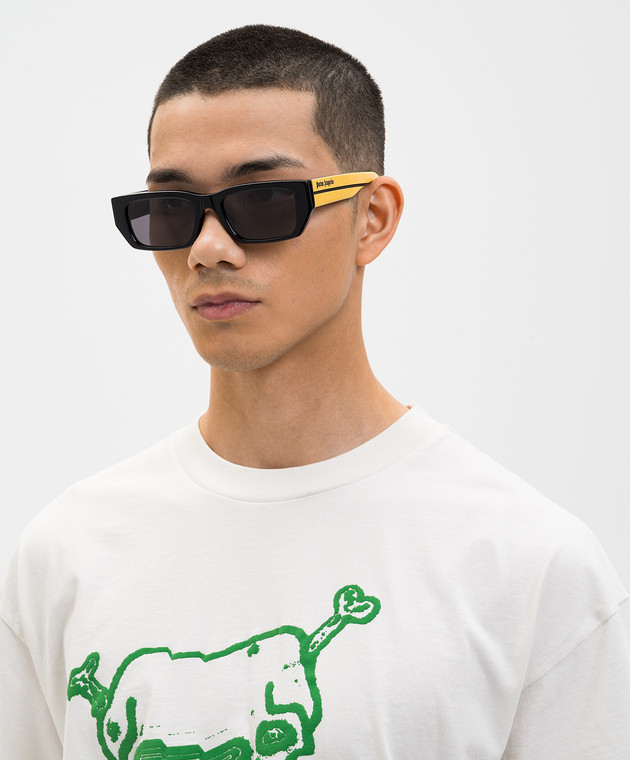 Palm Angels Черные очки с контрастным принтом логотипа PA1030180753 изображение 2