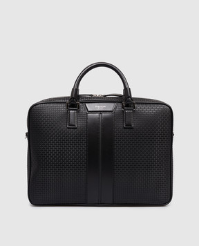 Serapian Черный кожаный портфель с тиснением монограммы SRSTSMLL739937ACG2