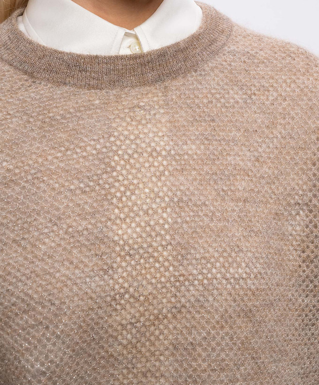 Brunello Cucinelli Бежевый свитер с шерстью с люрексом MGG270510P изображение 5