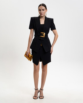 Balmain Черный жакет из шерсти с короткими рукавами GF1SB225ME54