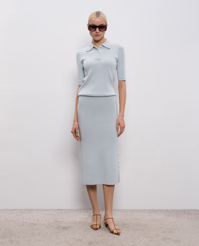 Jil Sander Блакитна спідниця міді з вовни J02MA0366J14830
