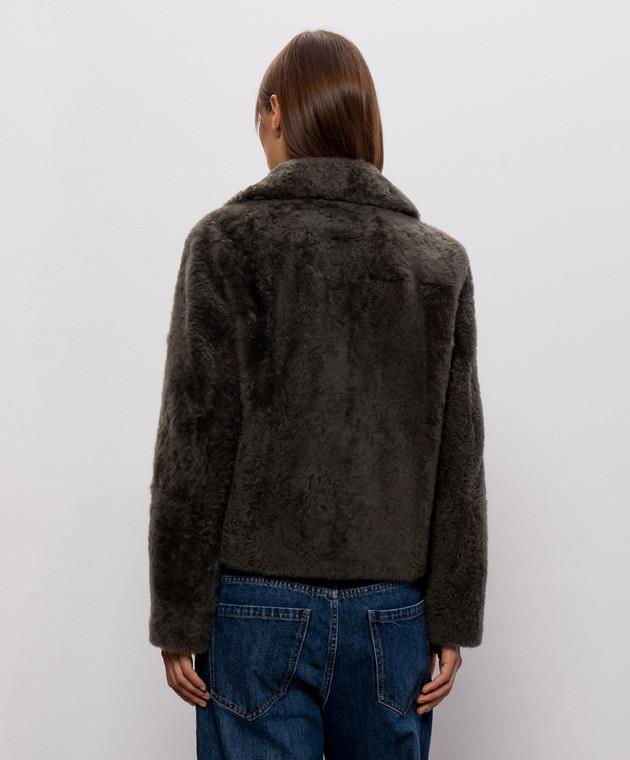 Brunello Cucinelli Зелена двобортна дублянка Fuzzy MPMBP3126 зображення 4