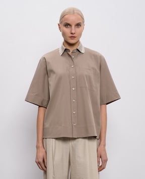 Brunello Cucinelli Коричнева сорочка з люрексом M0091RG706