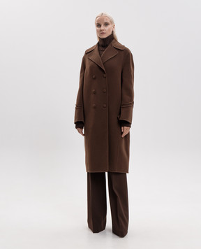 Ermanno Scervino Коричневое двубортное пальто из шерсти D496D316ZBG