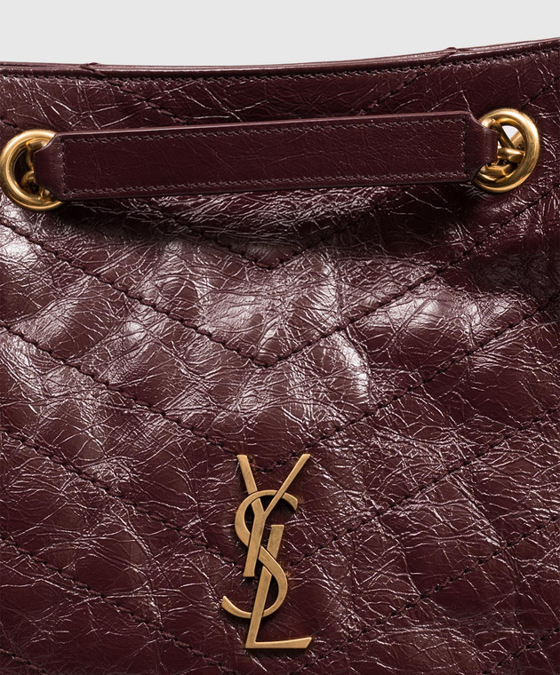 Saint Laurent Бордовая кожаная сумка-тоут NIKI 8726800EN07 изображение 5