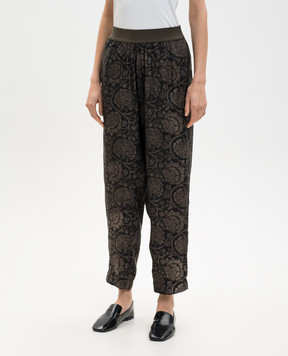 UMA WANG Черные брюки Palmer в цветочный принт UP3006