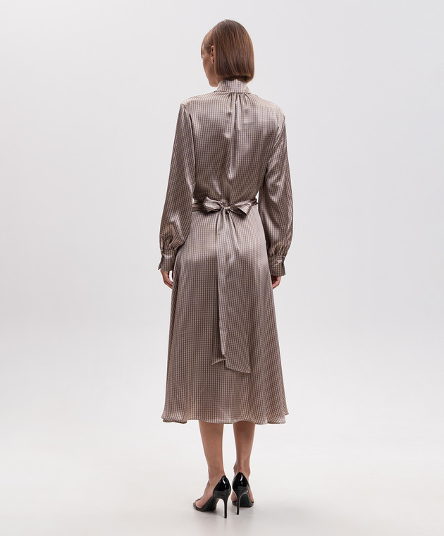 Kiton Бежевое платье на запах из шелка D62319K0584I изображение 4