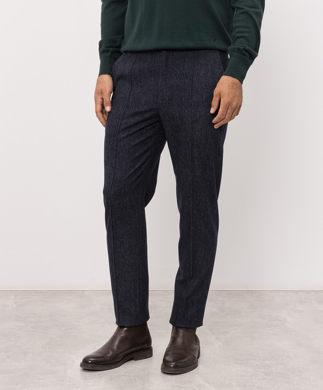 ISAIA Брюки синего цвета из шерсти PNC05391010 изображение 3
