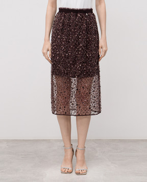 Twinset Бордова спідниця з паєтками 252AP2270