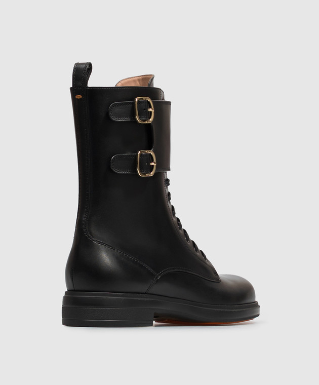 Santoni Чорні шкіряні черевики з ремінцями WTYW72409NERNDYL зображення 3