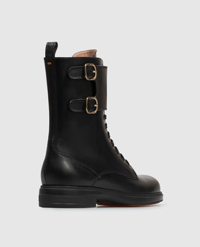 Santoni Черные кожаные ботинки с ремешками WTYW72409NERNDYL