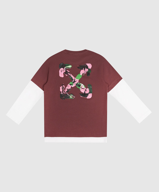 Off-White Детский бордовый лонгслив с принтом Arrow Acrylic 44GAB00CF26J001 изображение 2