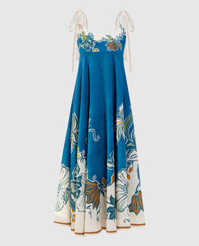 Alemais Синий сарафан Luda из льна 6390D