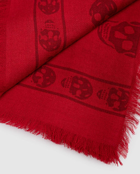 Alexander McQueen Красный шарф из шерсти в принте Skull 8078893222Q