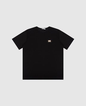 Dolce&Gabbana Дитяча чорна футболка з логотипом L4JT7TG7P1T812+