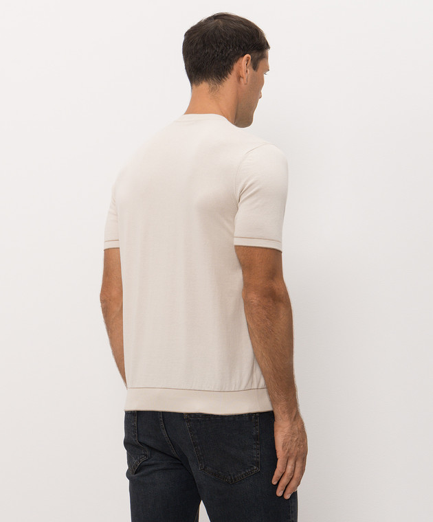 Bertolo Cashmere Футболка бежевого цвета из хлопка 902204002056 изображение 4
