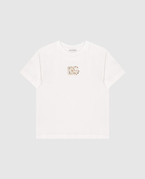 Dolce&Gabbana Дитяча біла футболка з вишивкою монограми L5JTQUG7P0K46